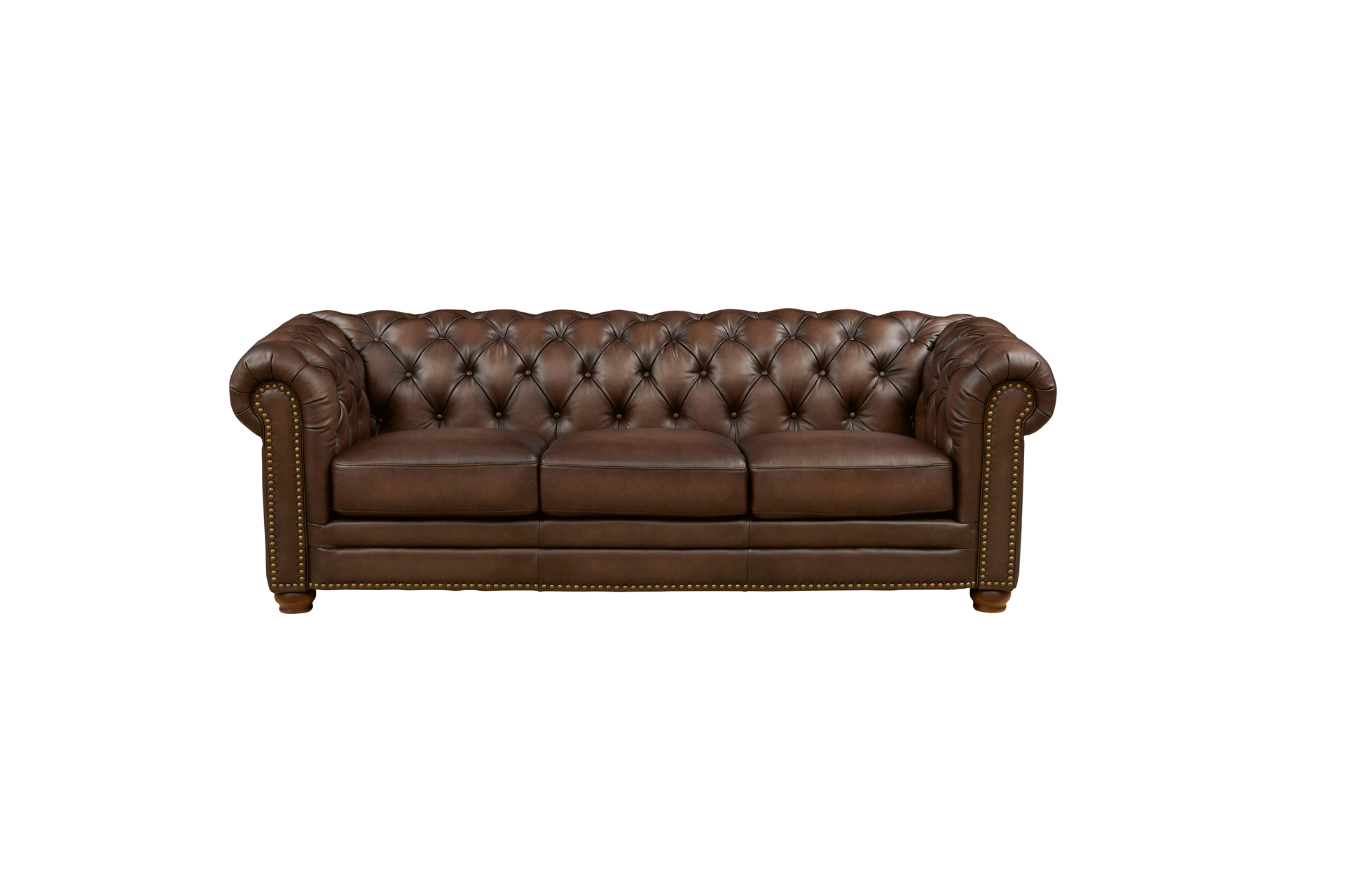 Aliso Leather Loveseat, Walnut Brown - Hydeline USA